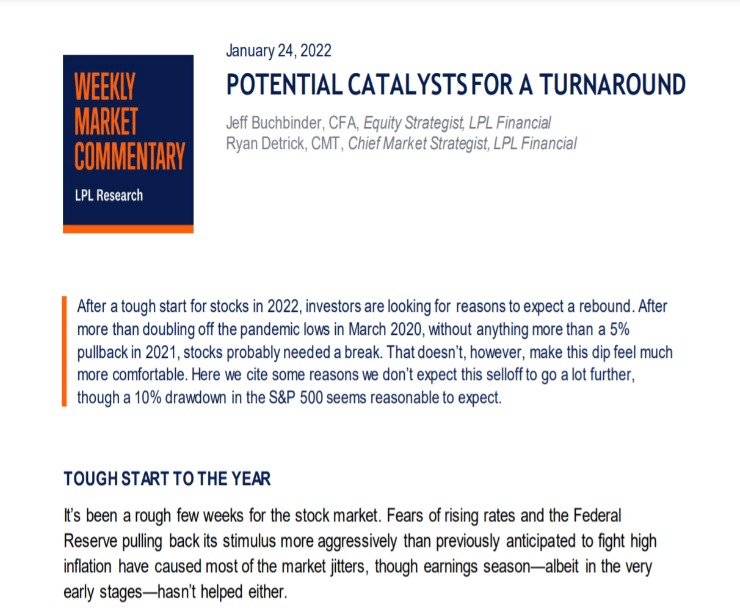 Potential Catalysts for a Turnaround | Weekly Market Commentary | January 24, 2022